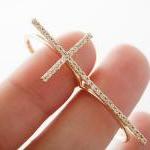 Exquisite Rhinestone Cross Double Ring