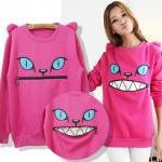 O-Neck Big Mouth Devil Zipper Sweater