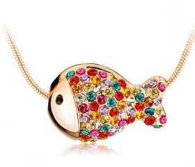 Colorful Rhinestone Fish Necklace Clavicle Chain