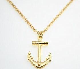 Fashion Golden Anchor Necklace