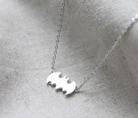 Extra Silver Bat Clavicle Chain Batman Necklace